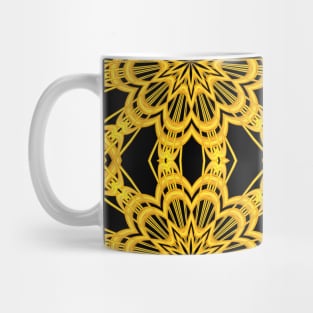 3-D Look Golden Kaleidoscope Mandala Flowers Mug